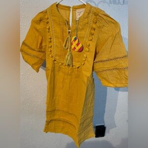 Hayden Kids Mustard Kids Dress with Tassel and Pom-Pom Size Medium NEW